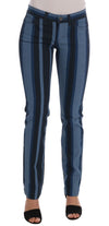 Dolce & Gabbana Chic blå stribede slim fit girly jeans