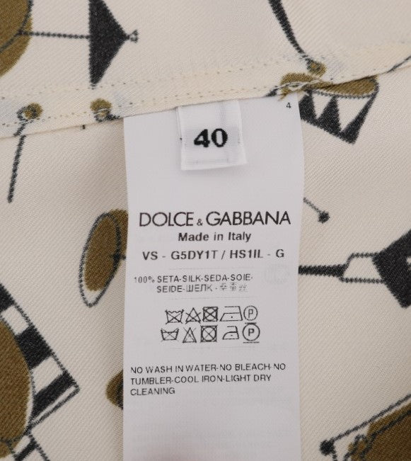 Dolce &amp; Gabbana Eksklusiv Silke Casual Herreskjorte - JAZZ Motive