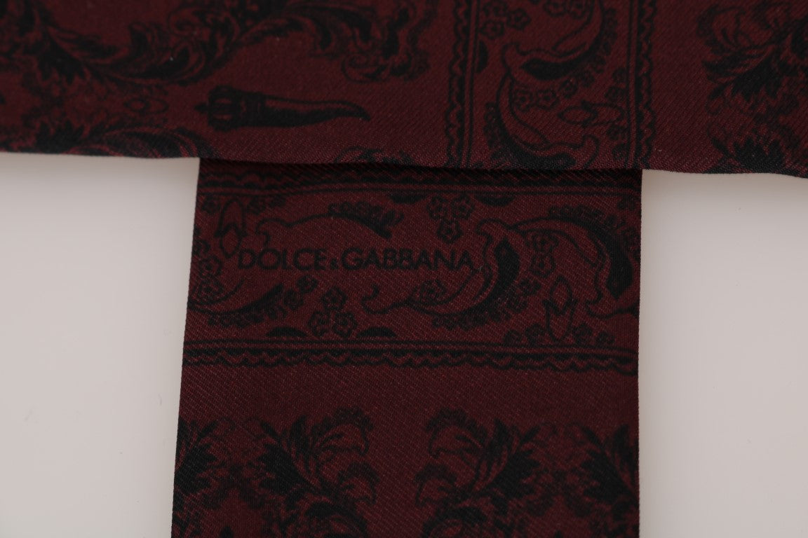 Dolce &amp; Gabbana Silke Bordeaux Crown Chili Print herretørklæde