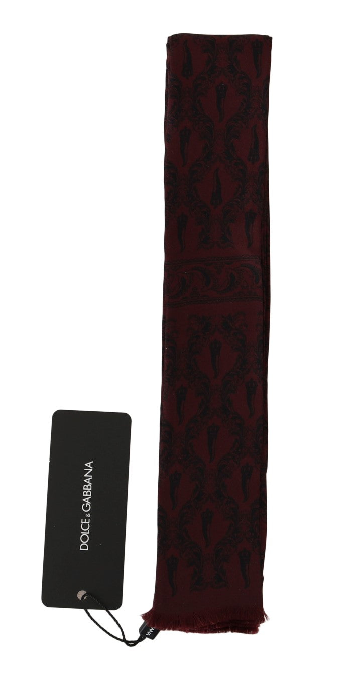 Dolce &amp; Gabbana Silke Bordeaux Crown Chili Print herretørklæde