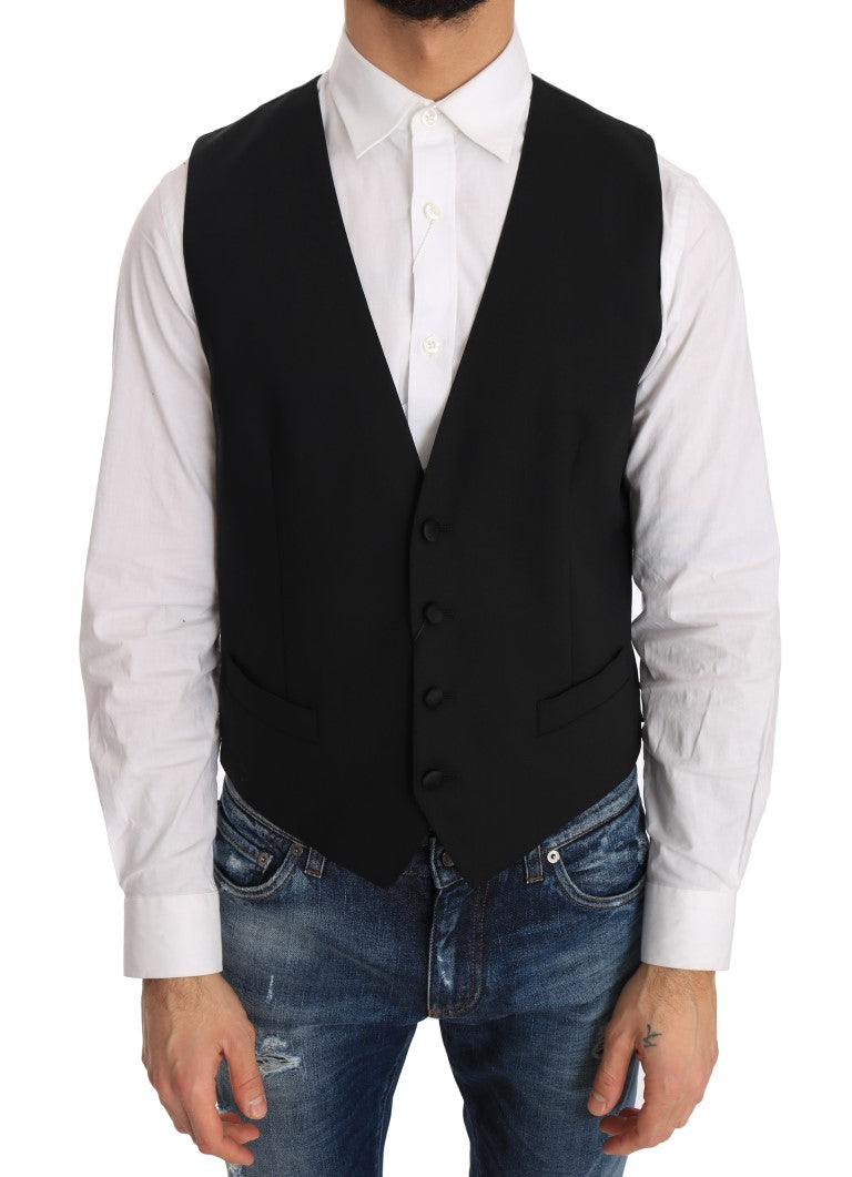 Dolce &amp; Gabbana Elegant Slim Fit formel vest i sort