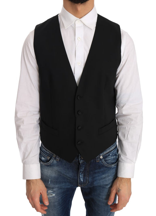 Dolce &amp; Gabbana Elegant Slim Fit formel vest i sort