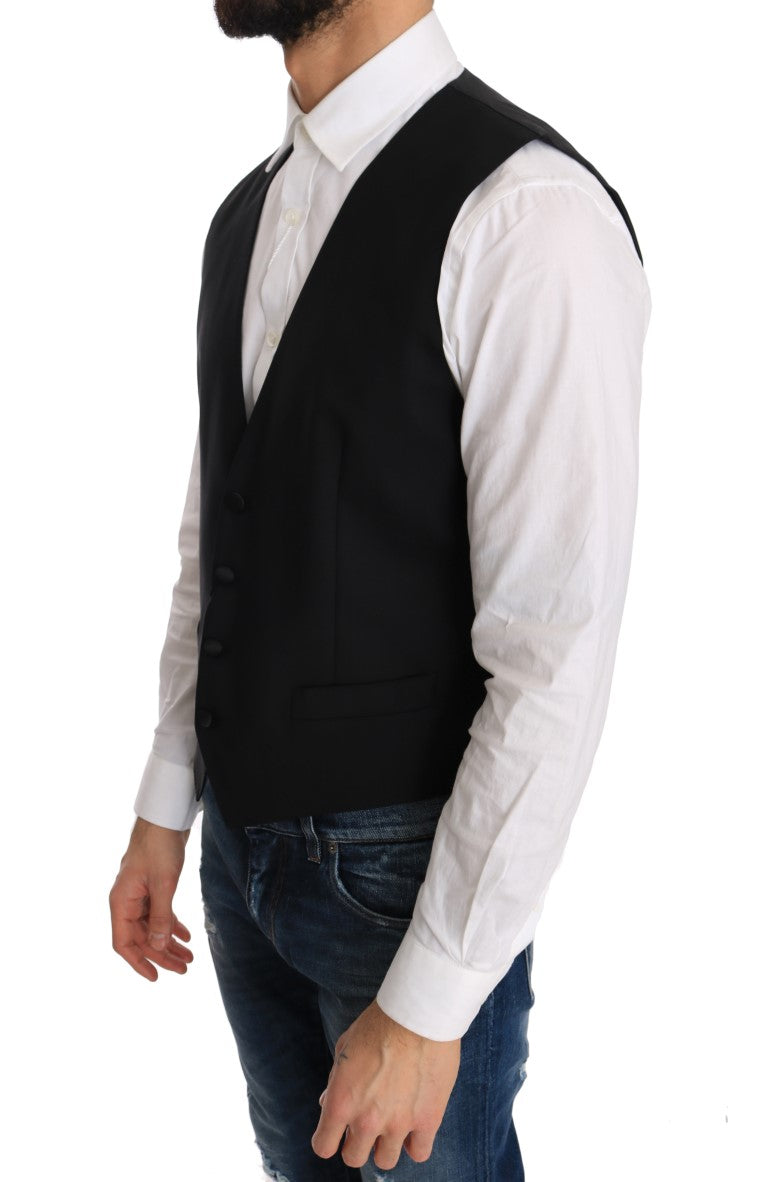 Dolce &amp; Gabbana Elegant Slim Fit formel vest i sort