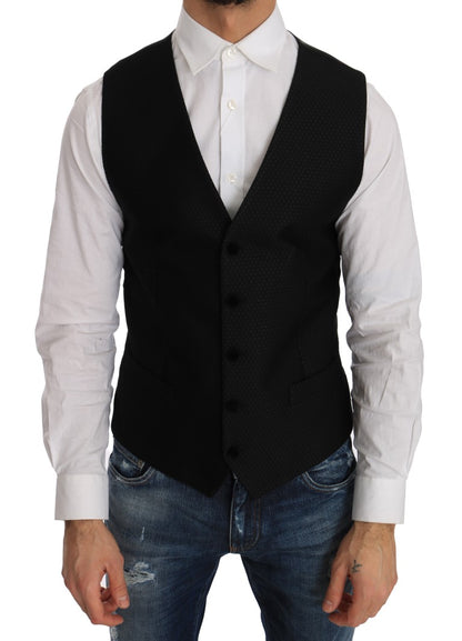 Dolce &amp; Gabbana Elegant Polkaprikket Sort Kjolevest