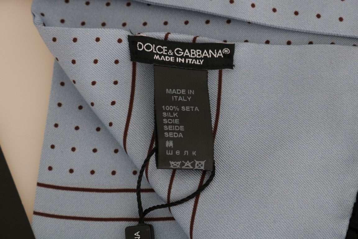 Dolce &amp; Gabbana Elegant blå silkepolkaprikker herretørklæde