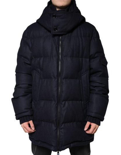 Dolce &amp; Gabbana Sort Nylon Hættejakke til Herrer