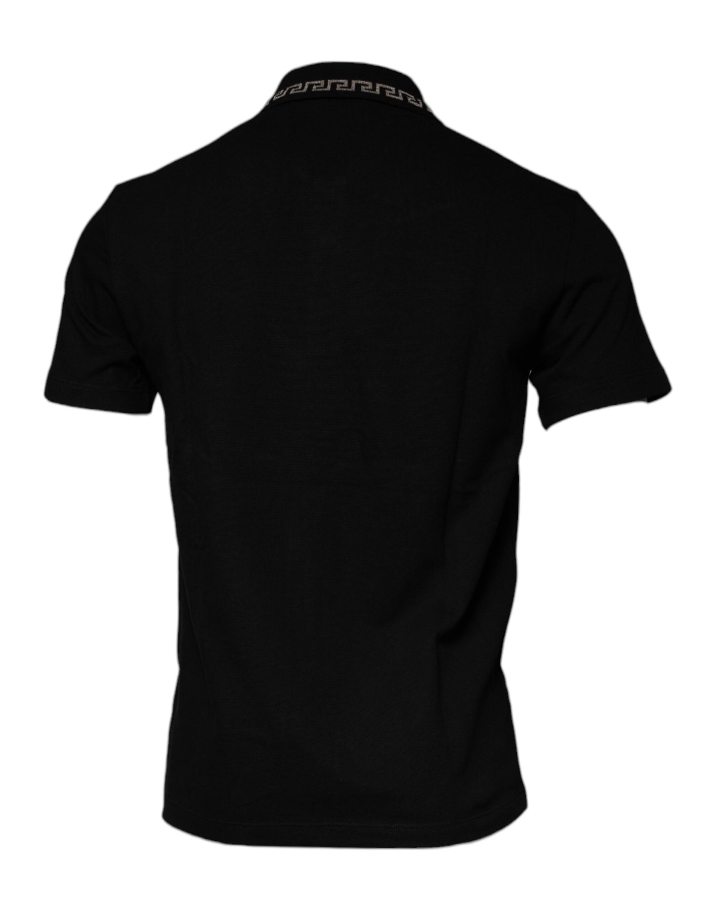 Versace Black Viscose Collared Polo Short Sleeves T-shirt