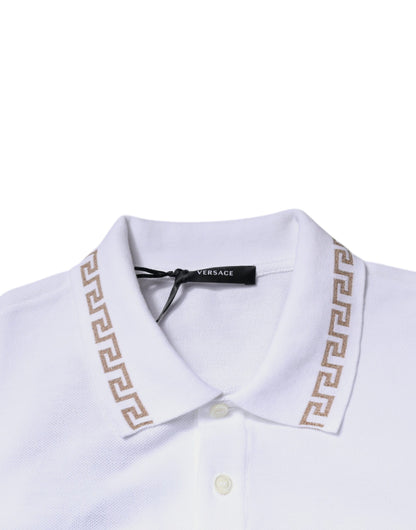 Versace White Viscose Collared Men Polo Short Sleeves T-shirt