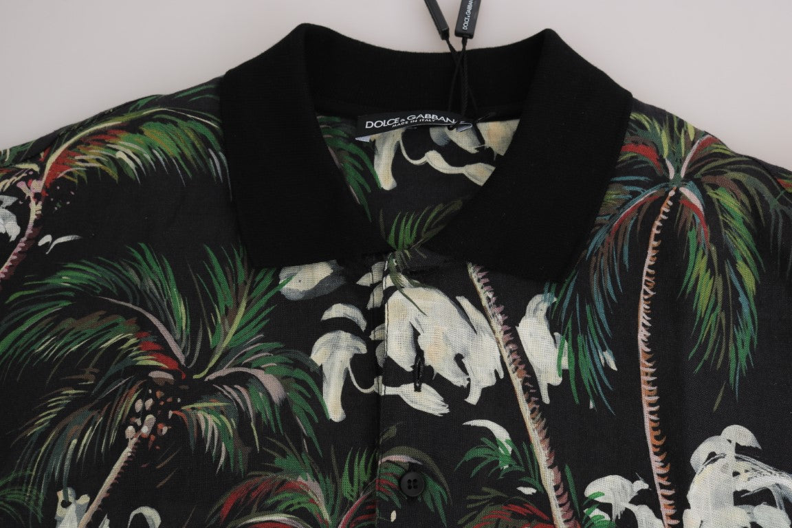 Dolce &amp; Gabbana Siciliansk Volcano Motive Polo Tee