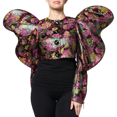 Dolce &amp; Gabbana Flerfarvet Blomsterjacquard Cropped Jakke