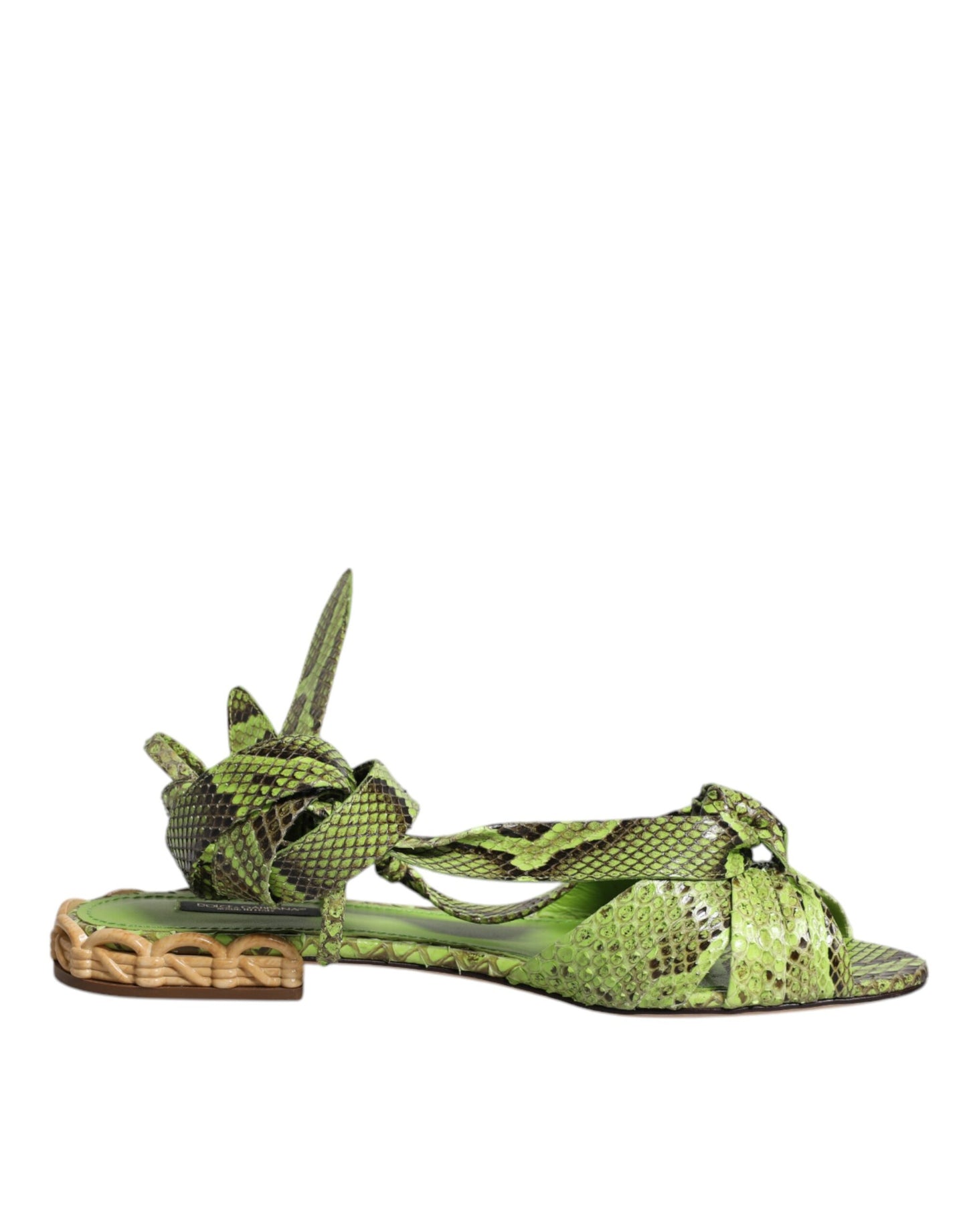 Dolce &amp; Gabbana Grønne Dyreprint Ankel Wrap Sandaler Sko