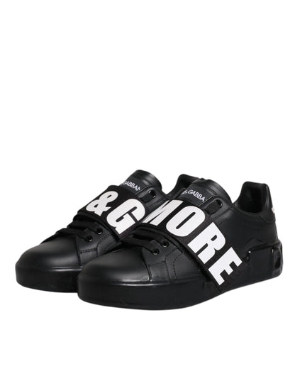 Dolce & Gabbana Black D&G AMORE Low Top Sneakers Shoes