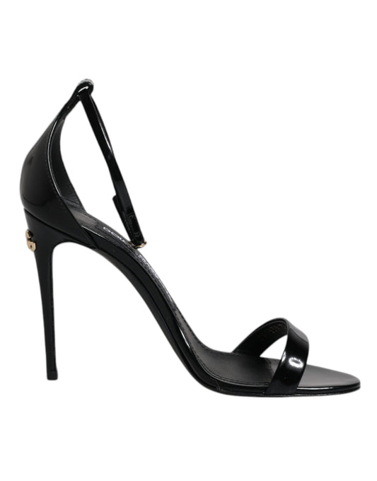 Dolce &amp; Gabbana Sorte KEIRA Hæle Sandaler Med Ankelrem Sko