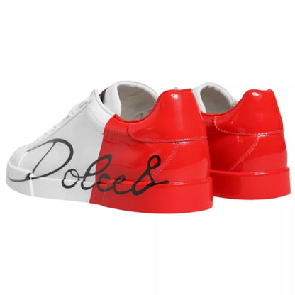 Dolce &amp; Gabbana Hvid Rød Portofino Low Top Sneakers Sko