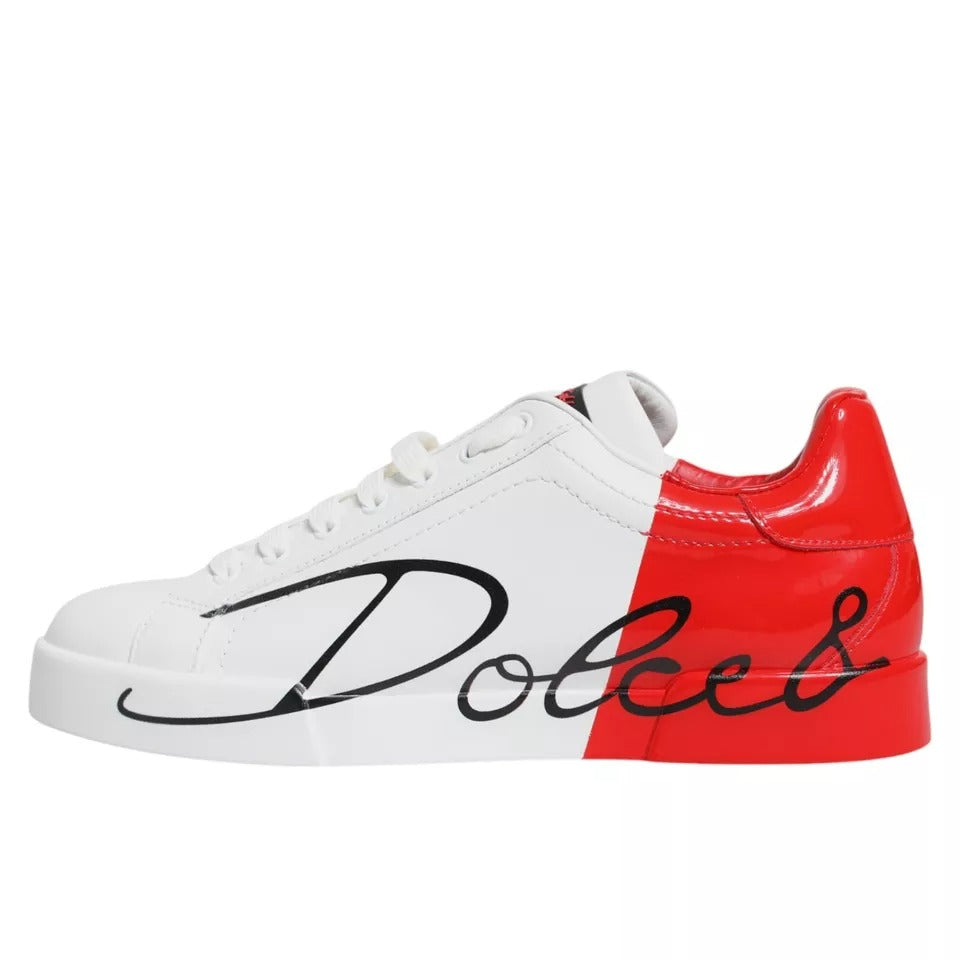 Dolce &amp; Gabbana Hvid Rød Portofino Low Top Sneakers Sko