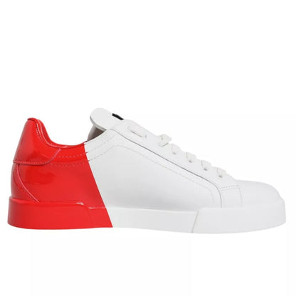 Dolce &amp; Gabbana Hvid Rød Portofino Low Top Sneakers Sko