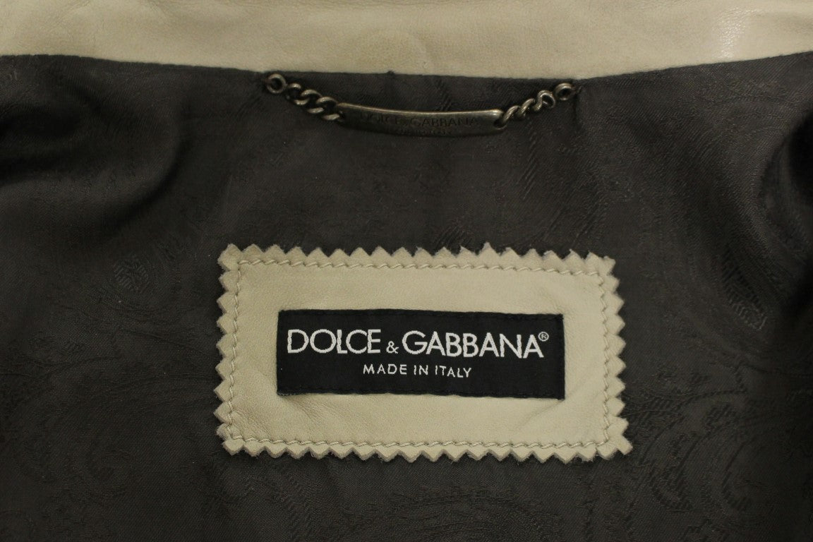 Dolce &amp; Gabbana Elegant beige læder lammeskindsjakke