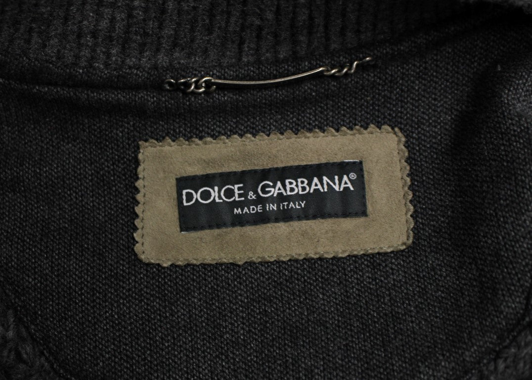 Dolce &amp; Gabbana Elegant læder- og uldblandingsjakke