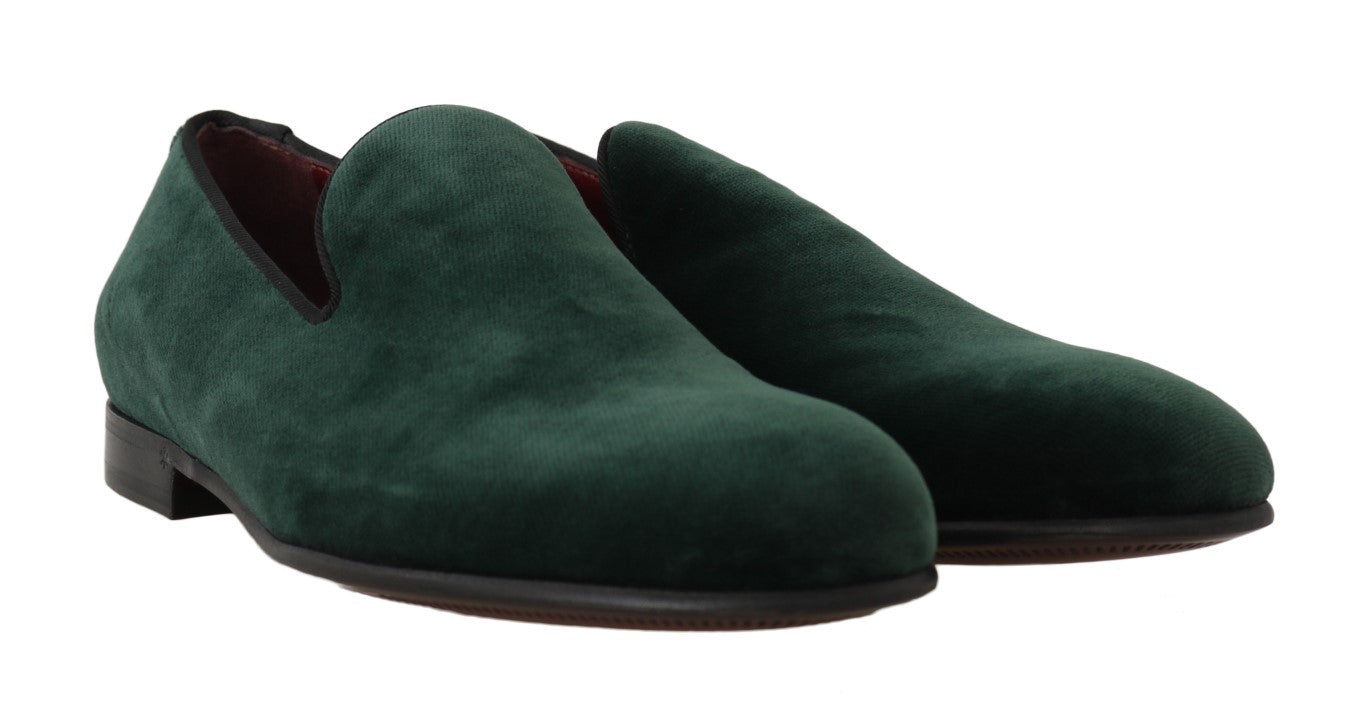 Dolce &amp; Gabbana Elegant Grønne Slip-On Loafers i ruskind