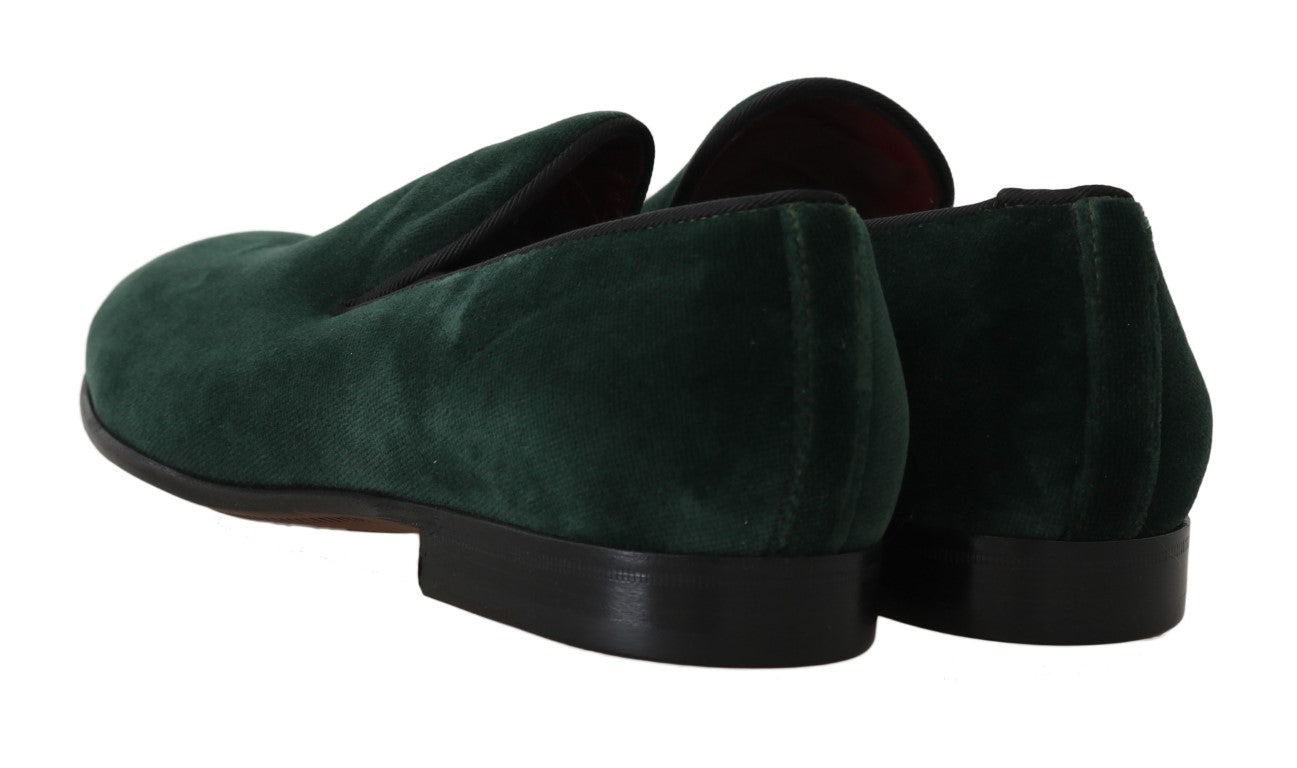 Dolce &amp; Gabbana Elegant Grønne Slip-On Loafers i ruskind