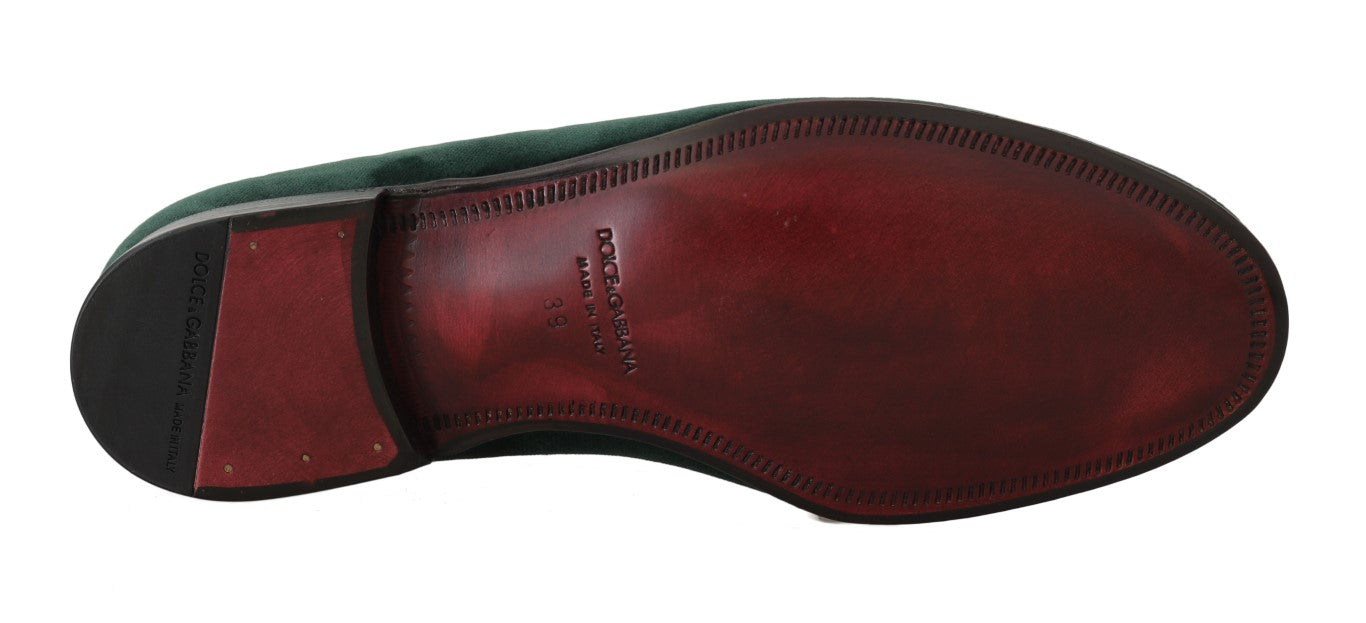 Dolce &amp; Gabbana Elegant Grønne Slip-On Loafers i ruskind