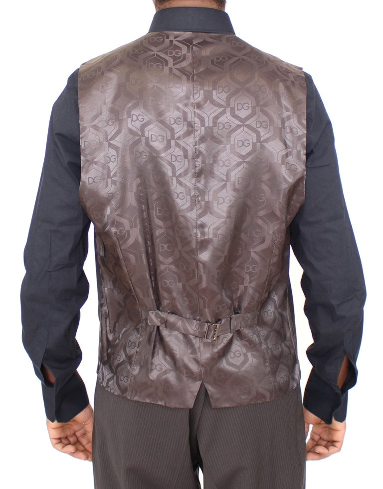 Dolce &amp; Gabbana elegant brunstribet uldkjolevest