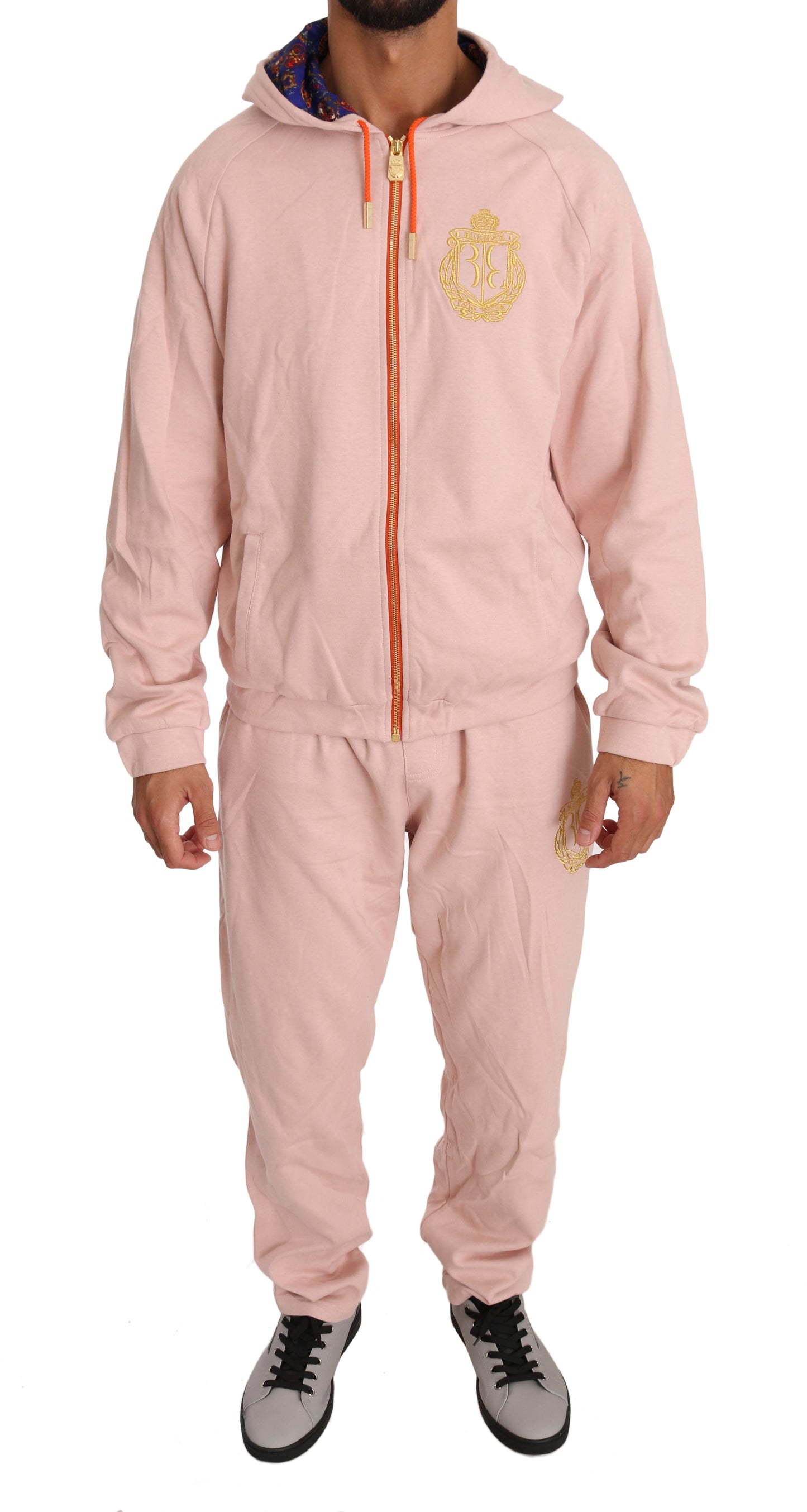 Billionær italiensk couture Elegant pink bomuld sweatsuit luksus komfort