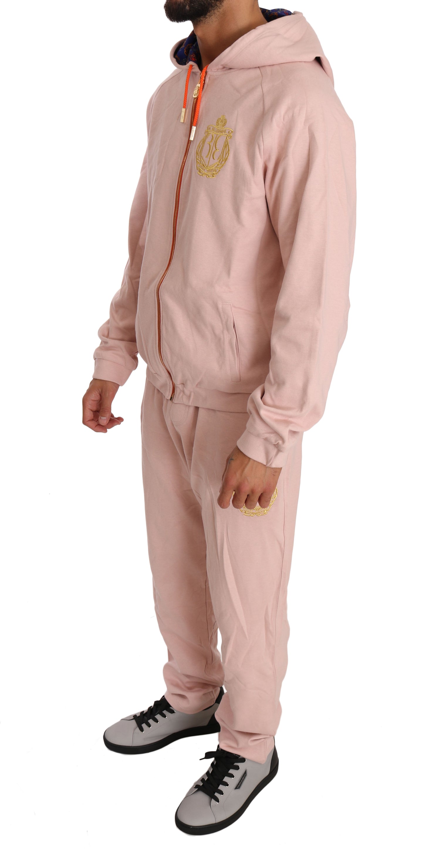 Billionær italiensk couture Elegant pink bomuld sweatsuit luksus komfort