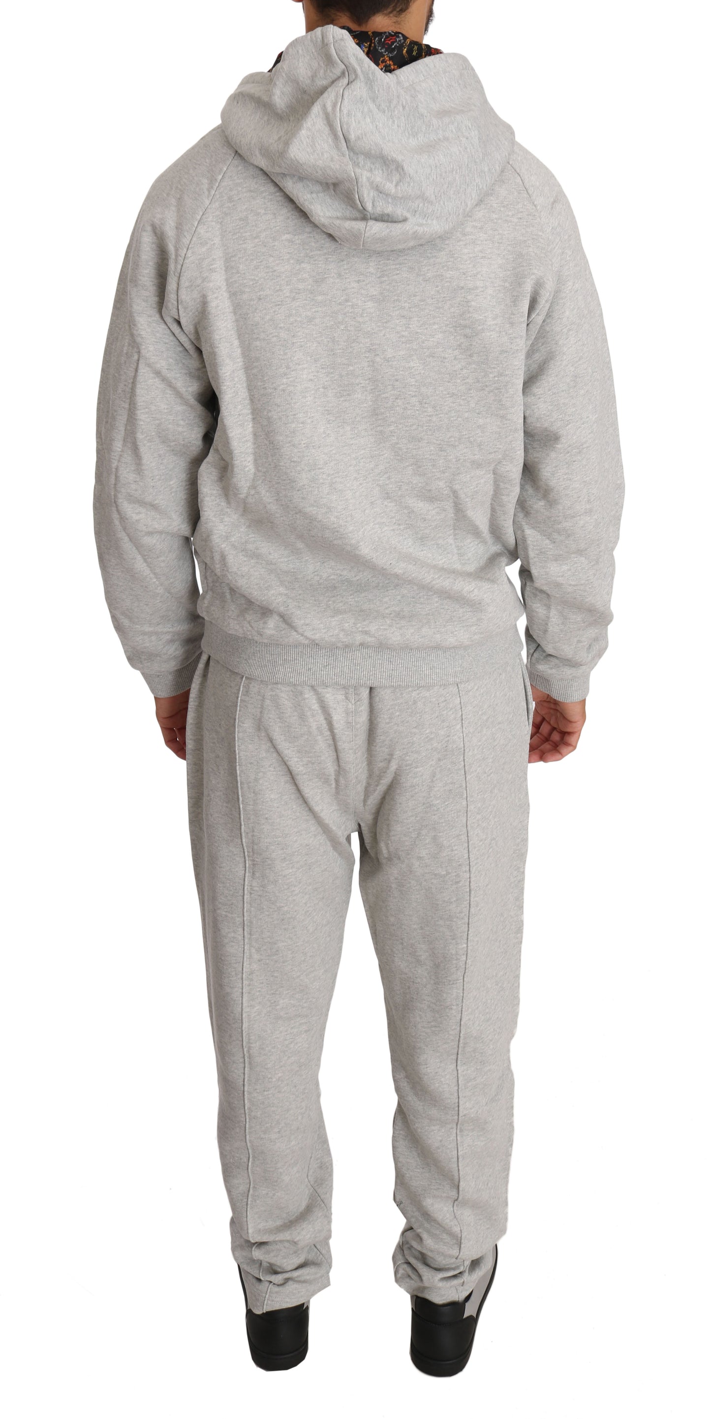 Milliardær italiensk couture Elegant grå hætte sweatsuit Ensemble