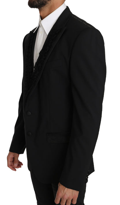 Dolce &amp; Gabbana Elegant Black Slim Fit Martini Blazer-jakke