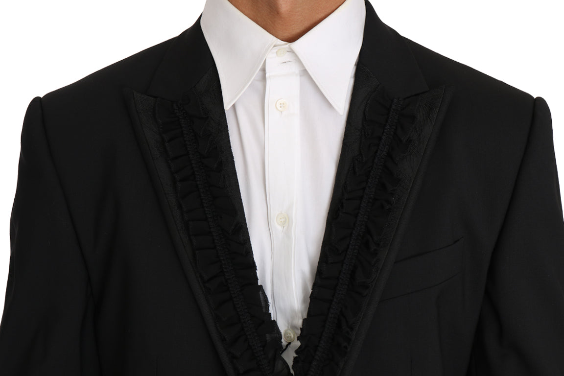 Dolce &amp; Gabbana Elegant Black Slim Fit Martini Blazer-jakke