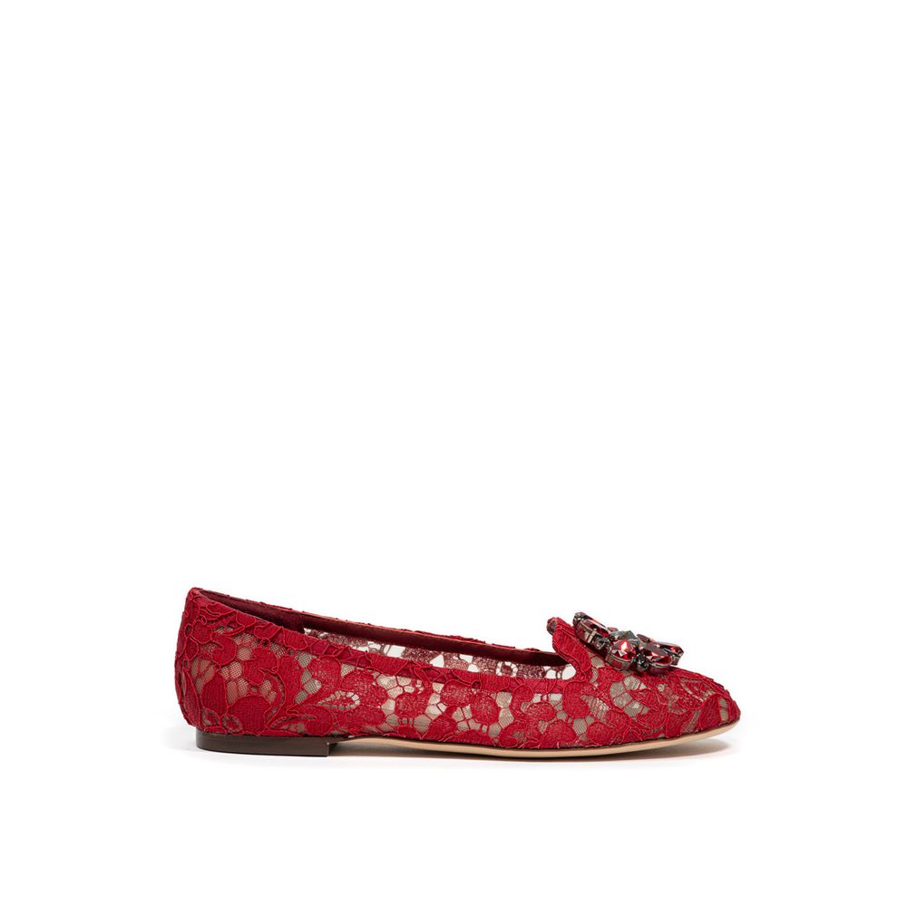 Dolce & Gabbana Red Viscose Flat Shoe