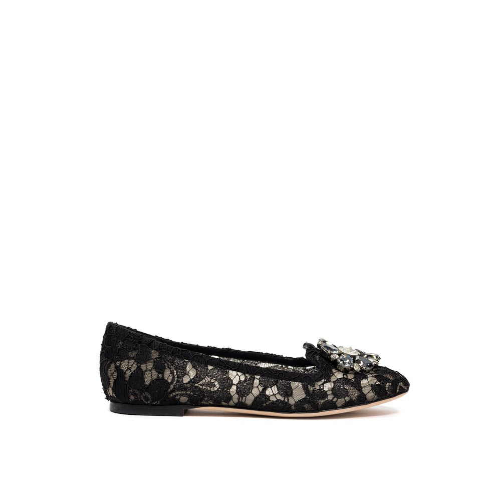 Dolce & Gabbana Black Viscose Flat Shoe