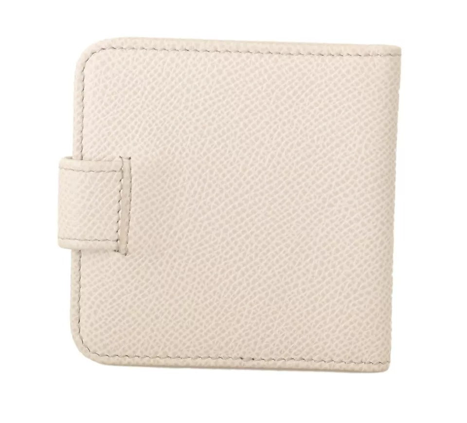 Dolce & Gabbana White Dauphine Leather Condom Case Holder Pocket Wallet