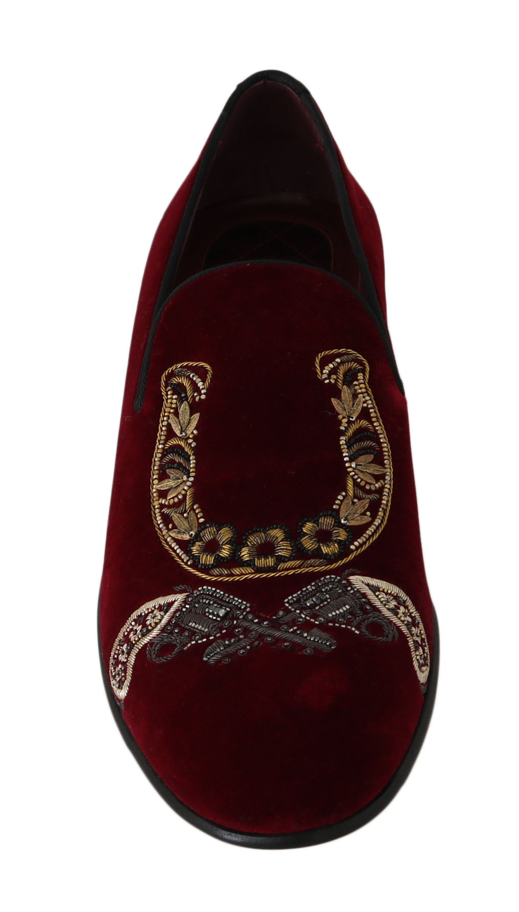 Dolce &amp; Gabbana Bordeaux Velvet Pailletter Loafers til mænd