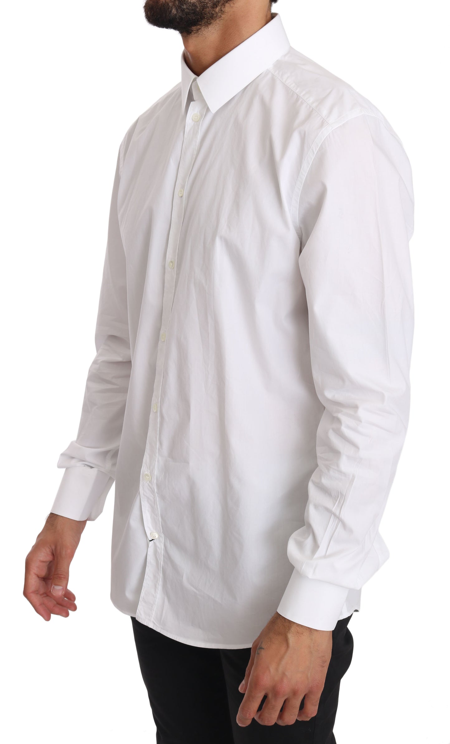 Dolce &amp; Gabbana Elegant Slim Fit Dress Shirt i Pure White