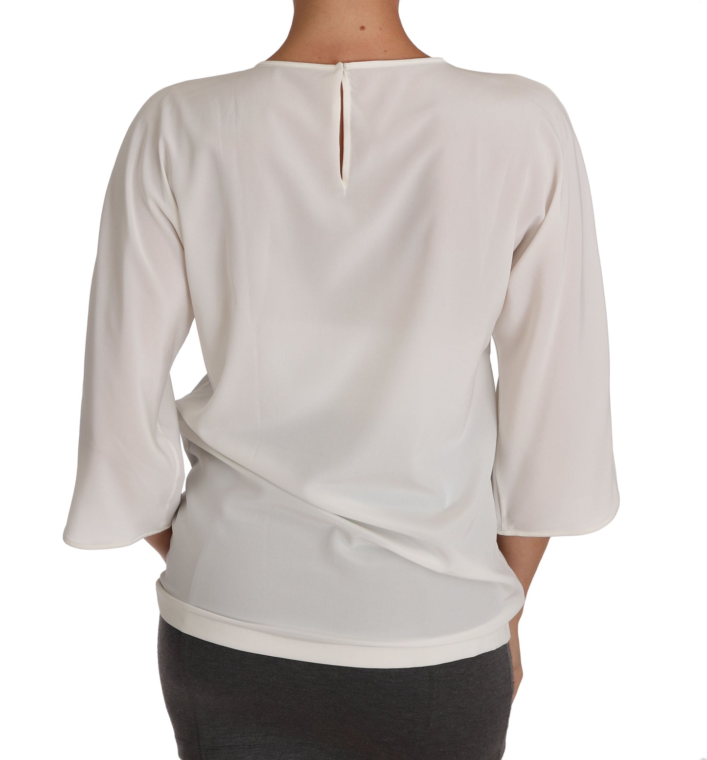 Dolce &amp; Gabbana Elegant Silk Blend Bluse med rund hals