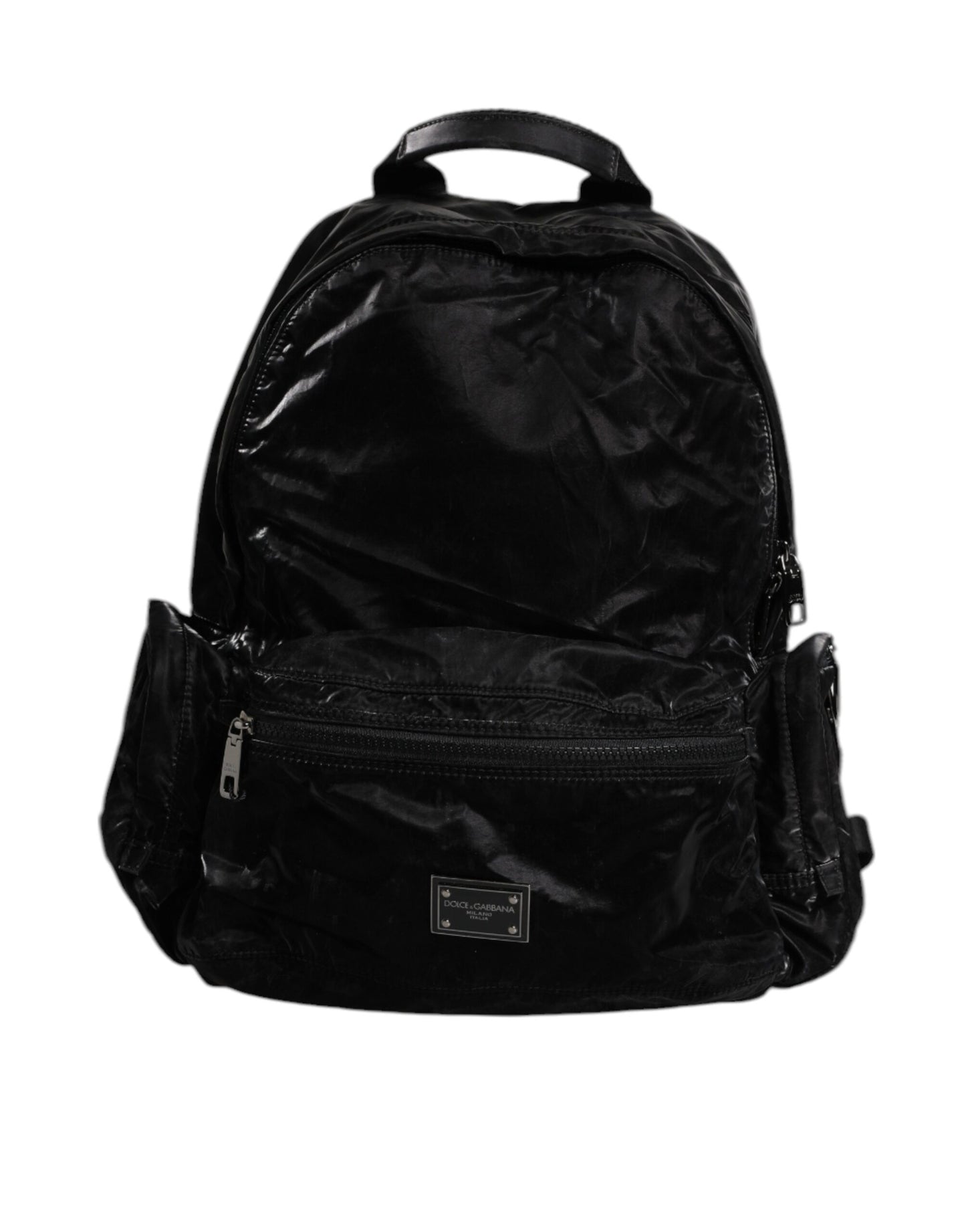 Dolce & Gabbana Black Nylon Logo Plaque Travel School Backpack Bag