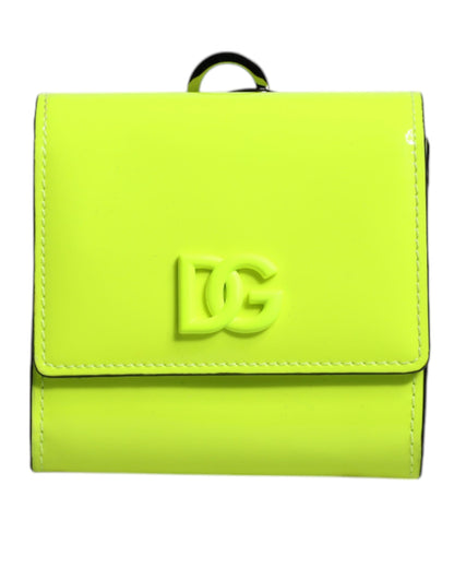Dolce &amp; Gabbana Gulgrøn Bifold DG Logo Kortholderpung med Halsrem