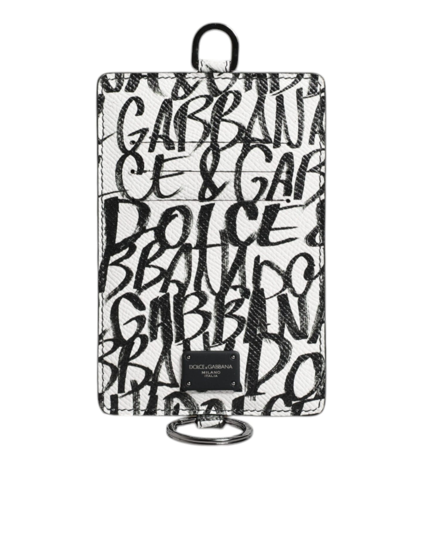 Dolce &amp; Gabbana hvid læderpung med logoprint og kortholder