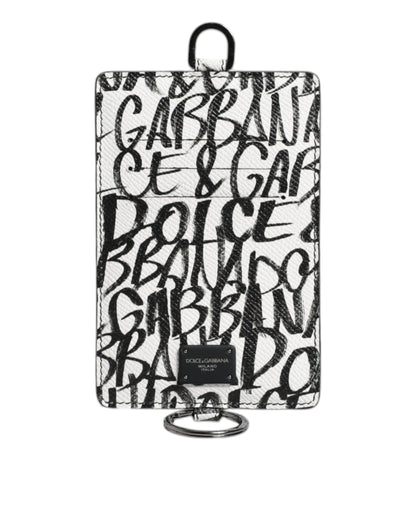 Dolce &amp; Gabbana hvid læderpung med logoprint og kortholder