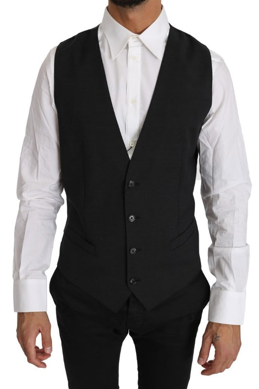 Dolce &amp; Gabbana Elegant Slim Fit grå uldvest