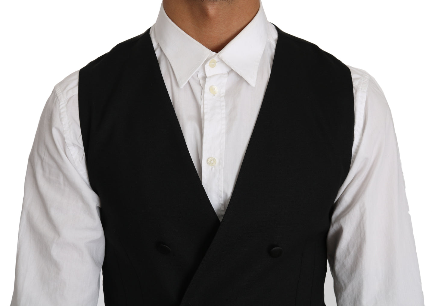 Dolce &amp; Gabbana elegant dobbeltradet slim fit uldvest