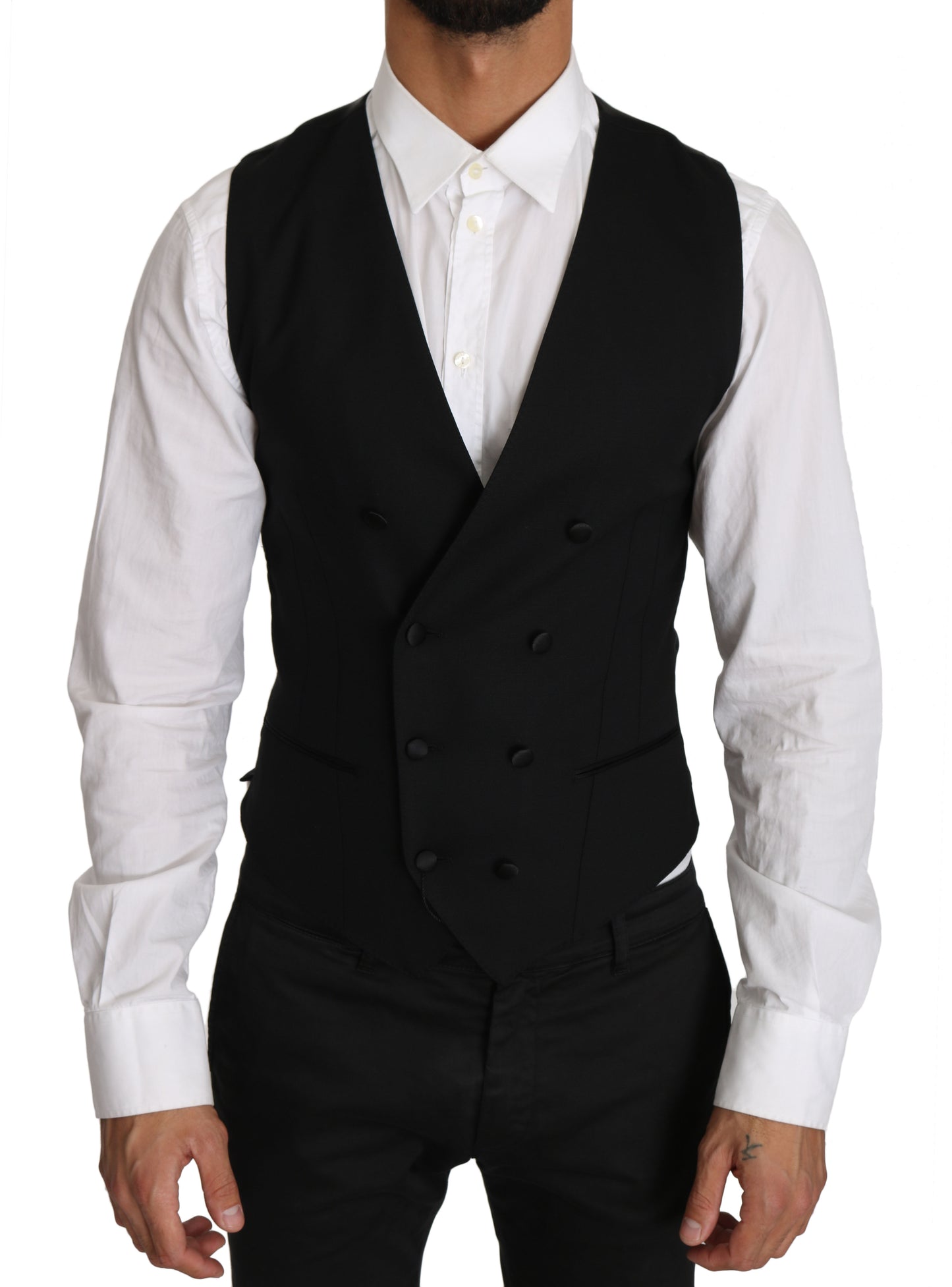 Dolce &amp; Gabbana elegant dobbeltradet slim fit uldvest