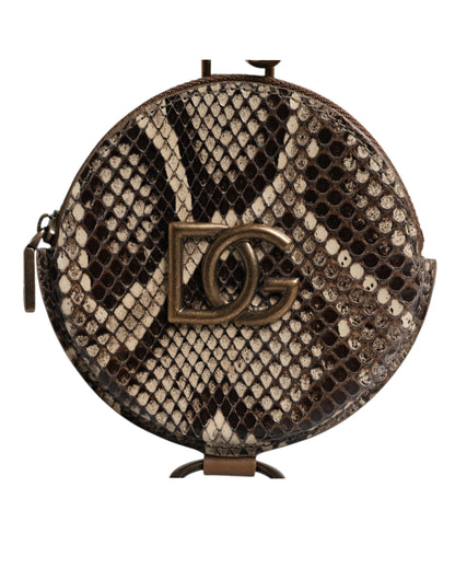 Dolce &amp; Gabbana Brun Rund Møntpung i Læder med DG Logo og Snor