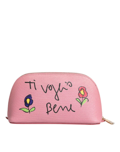 Dolce &amp; Gabbana pink læderpung med DG-logo og lynlås rundt om