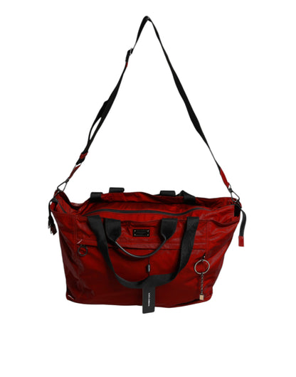 Dolce & Gabbana Red Nylon Calfskin Hand Shoulder Duffel Bag