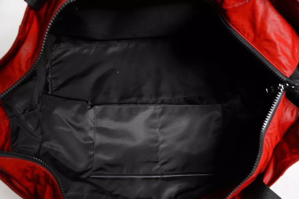 Dolce & Gabbana Red Nylon Calfskin Hand Shoulder Duffel Bag