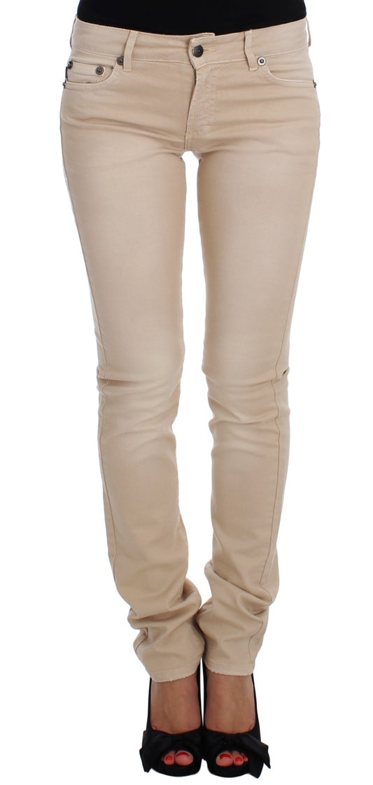 Cavalli Beige Stretch Slim Fit Jeans i bomuld