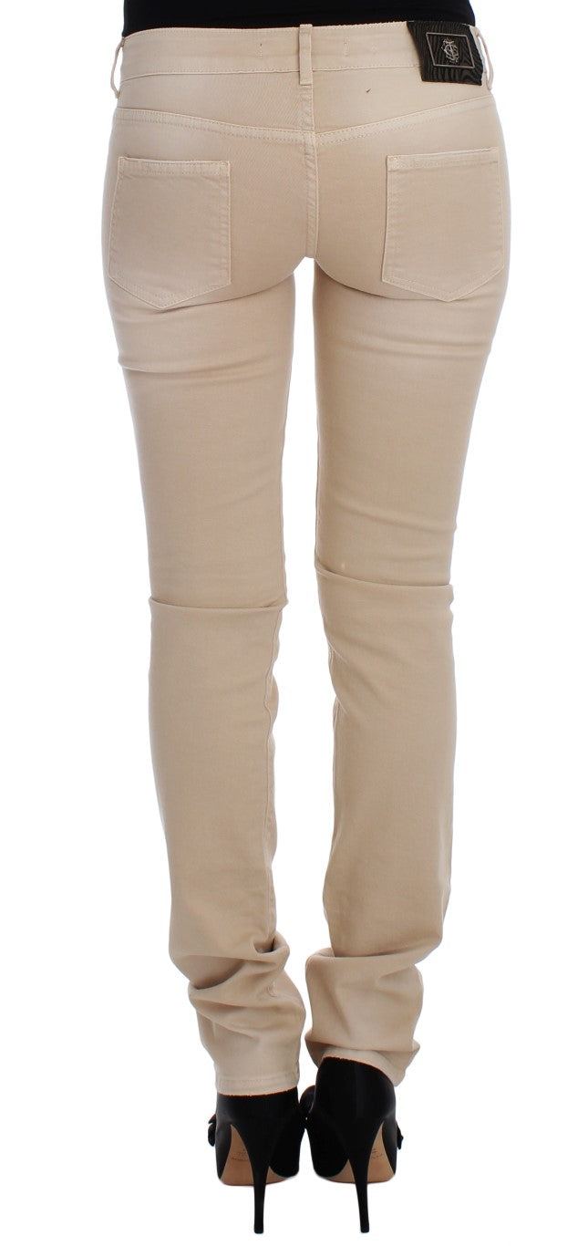 Cavalli Beige Stretch Slim Fit Jeans i bomuld